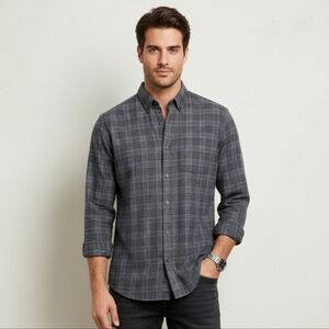 Vince Men's Cotton Plaid Button Front Shirt Medium